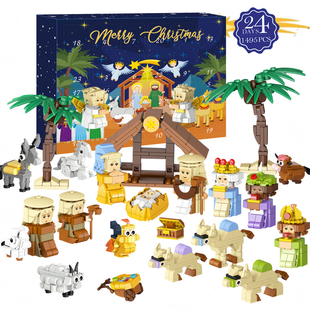 Christmas 24 Days Countdown Nativity Scene Building Block Set Christmas Advent Calendar Gift