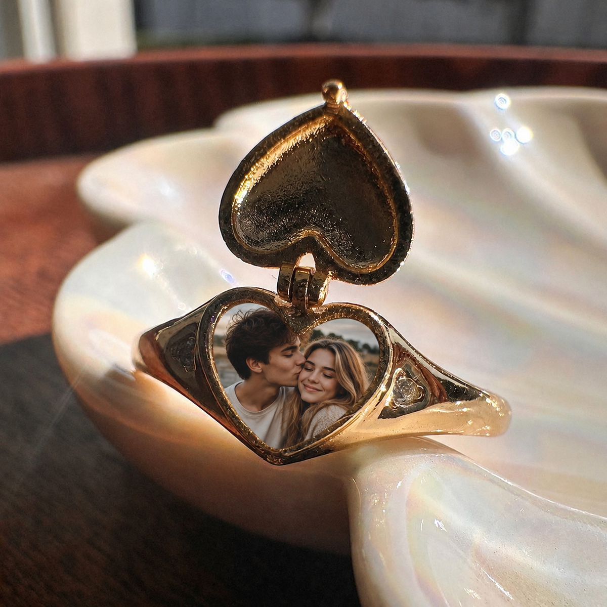 Personalized Birthstone Photo Ring 2 Photo Colors Custom Jewelry Perfect Gift for Her Anniversary Gift Mother's Day Gift