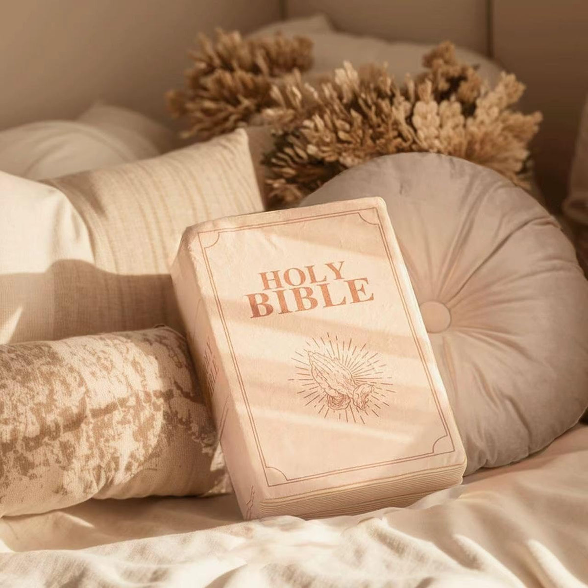 Bible Book Pillow – Book-Shaped Plush Cushion with Flip Pages, Religious Home Decor, Christian Gift & Novelty Pillow