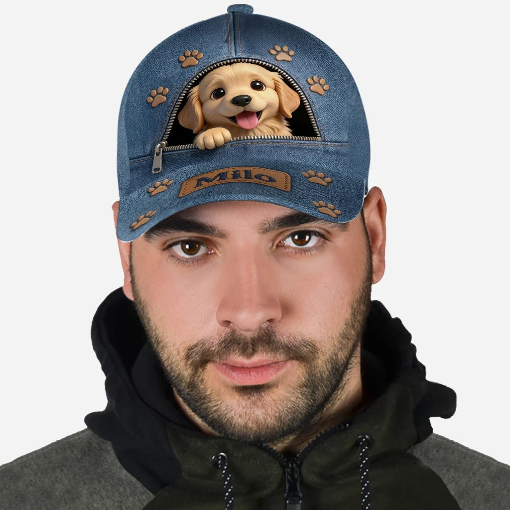 Personalized Dog Photo Hat | Custom Pet Portrait Baseball Cap, Dog Lover Gift, Embroidered Dog Face Cap for Men & Women