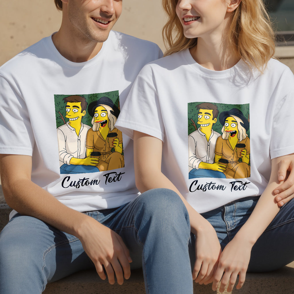 Custom Cartoon Style Photo T-Shirt Personalized Anime Portrait Tshirt with Custom Text Gift for Yourself