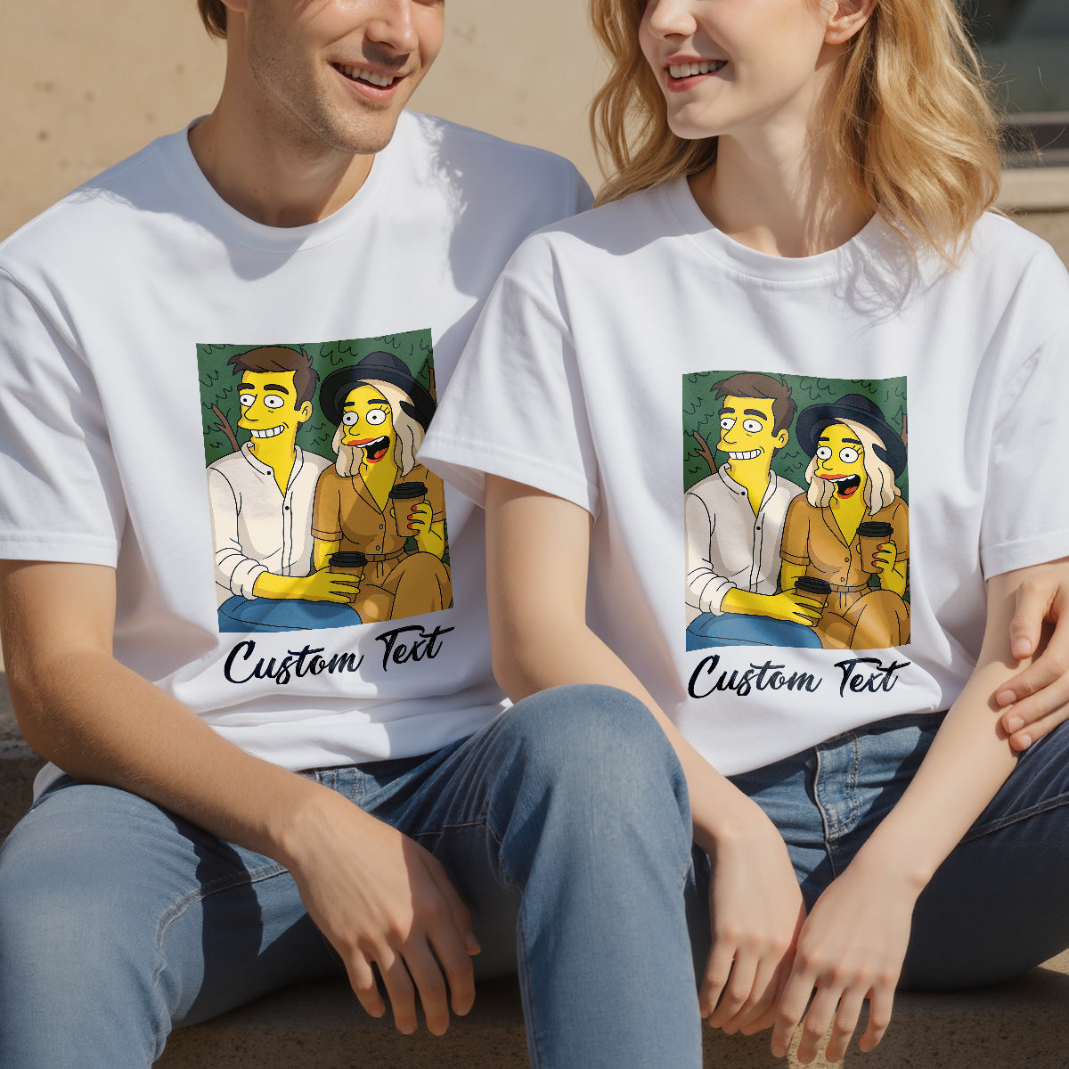 Custom Cartoon Style Photo T-Shirt Personalized Anime Portrait Tshirt with Custom Text Gift for Friend