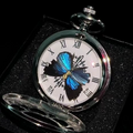 Vintage Inspired Butterfly Spinner Locket Pocket Watch Pendant Necklace