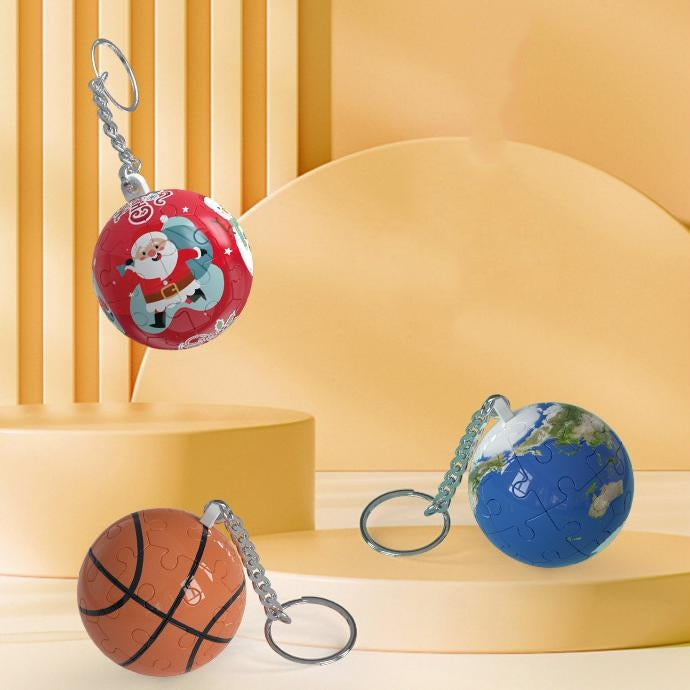 3d Puzzle Ball Keychain Basketball Building Block Educational Toy Pendant
