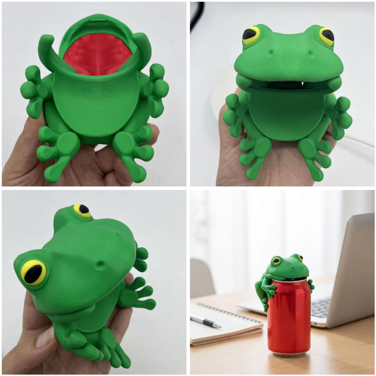Cute 3D Printed Frog Can Lid Cover Portable Reversible Beverage Can Dustproof Cover Reusable Spill-Proof Cap Fun Soda Can Protector for Standard Cans