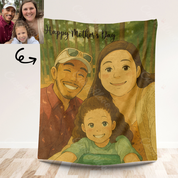 Custom Blanket Gibli Style Mother's Day Gift