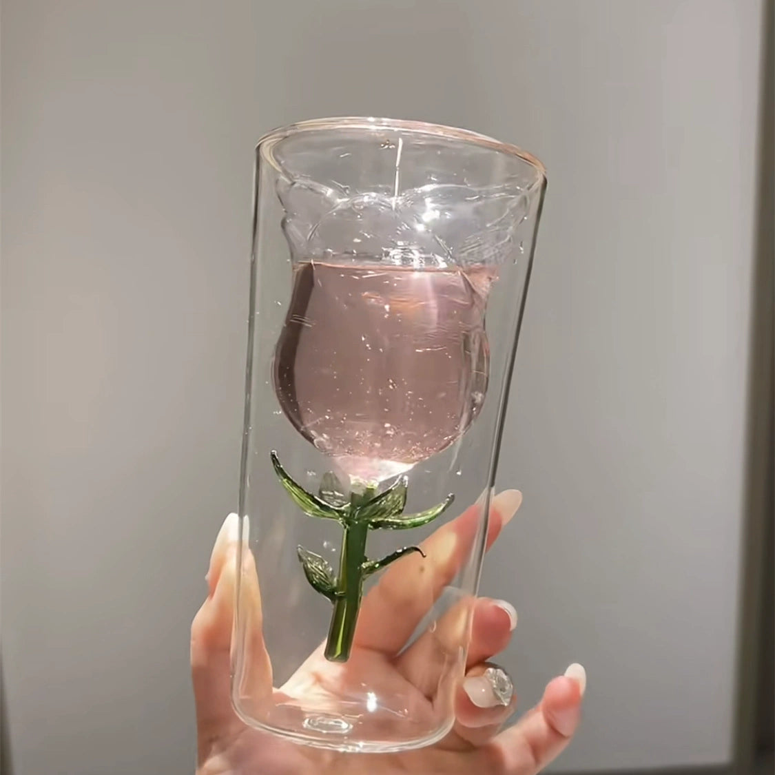 Double Layer Rose Glass Cup Mother'S Day Gift For Mom