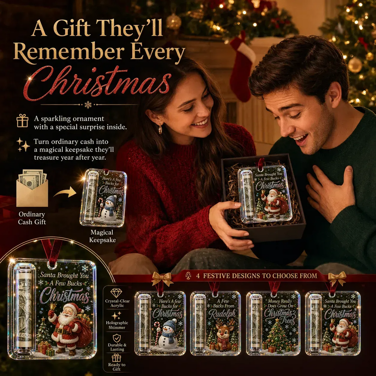 Christmas Cash Gift Ornament- Make Cash Feel Like A Real Christmas Gift