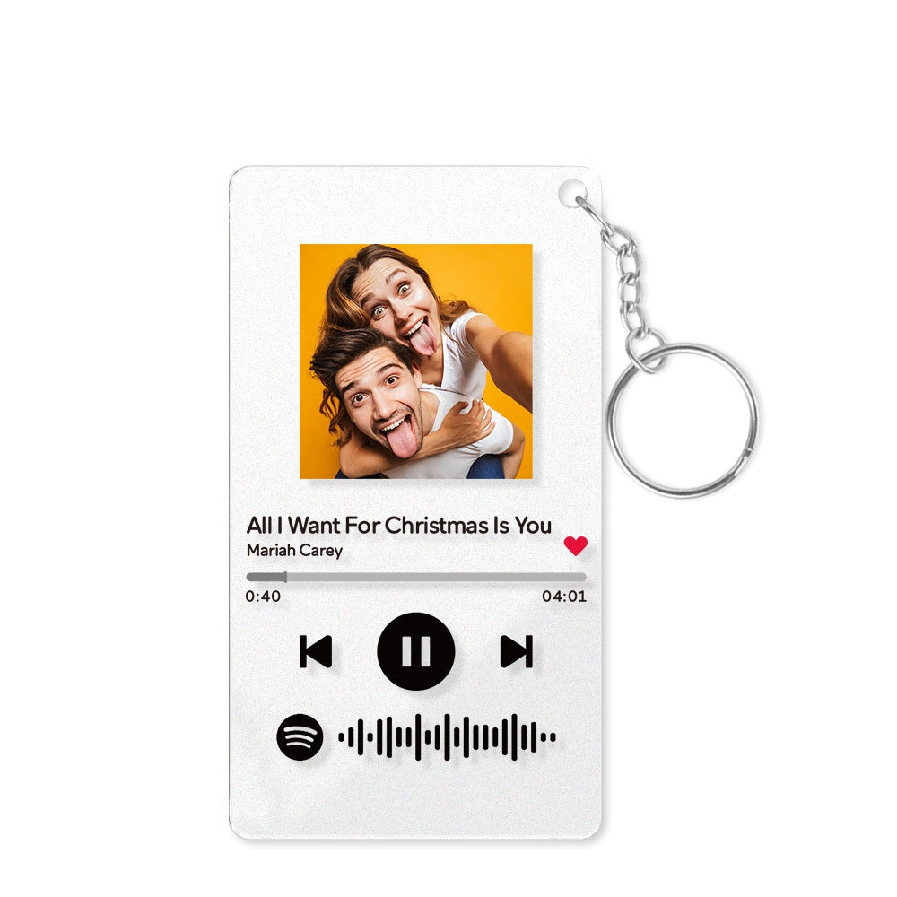 Scannable Spotify Code Plaque Keychain Music and Photo Acrylic, Song Keychain Gifts 2.1in*3.4in (5.4*8.6cm) Gifts for Employees