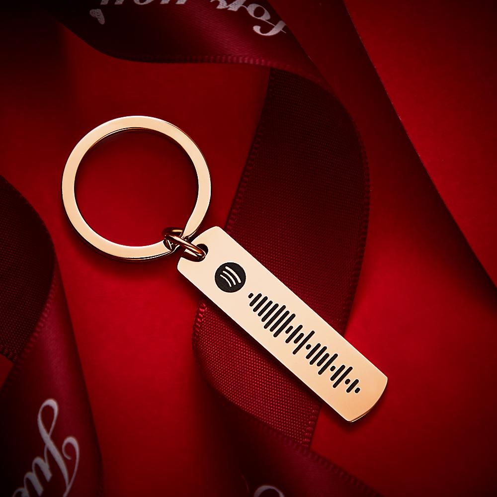 Scannable Spotify Code Keychain, Custom Music Song Keychains Rose Gold Color Gifts for Her