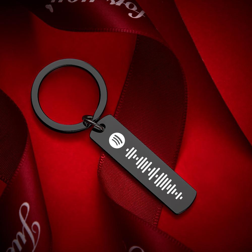 Scannable Spotify Code Keychain, Custom Music Song Keychains Black Green Monday Gifts