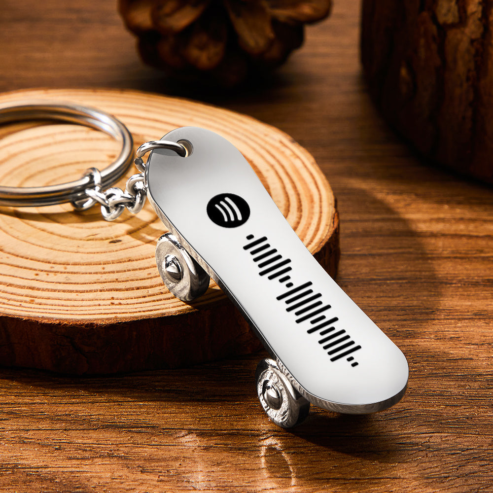 Custom Skateboard Keychain Spotify Code Keyring