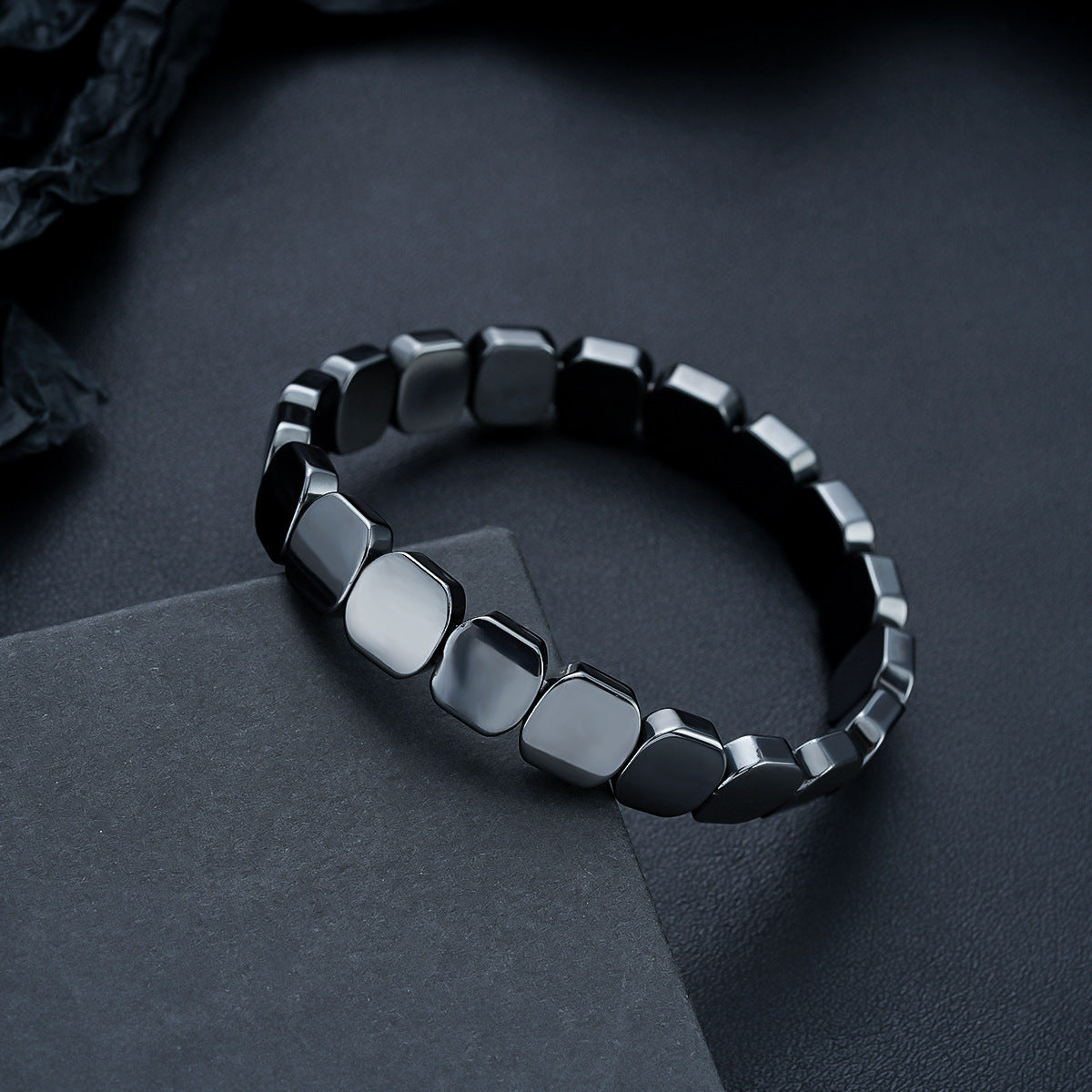Cross-border hot-selling square black gallstone bracelets for men Italian elastic mix and match bracelets fashion beaded accessories wholesale