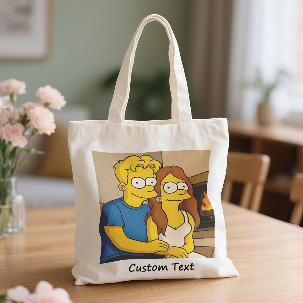 Custom Photo Canvas Bag Personalized Cartoon Anime Effect Photo Engraving Canvas Bag Unique Gift