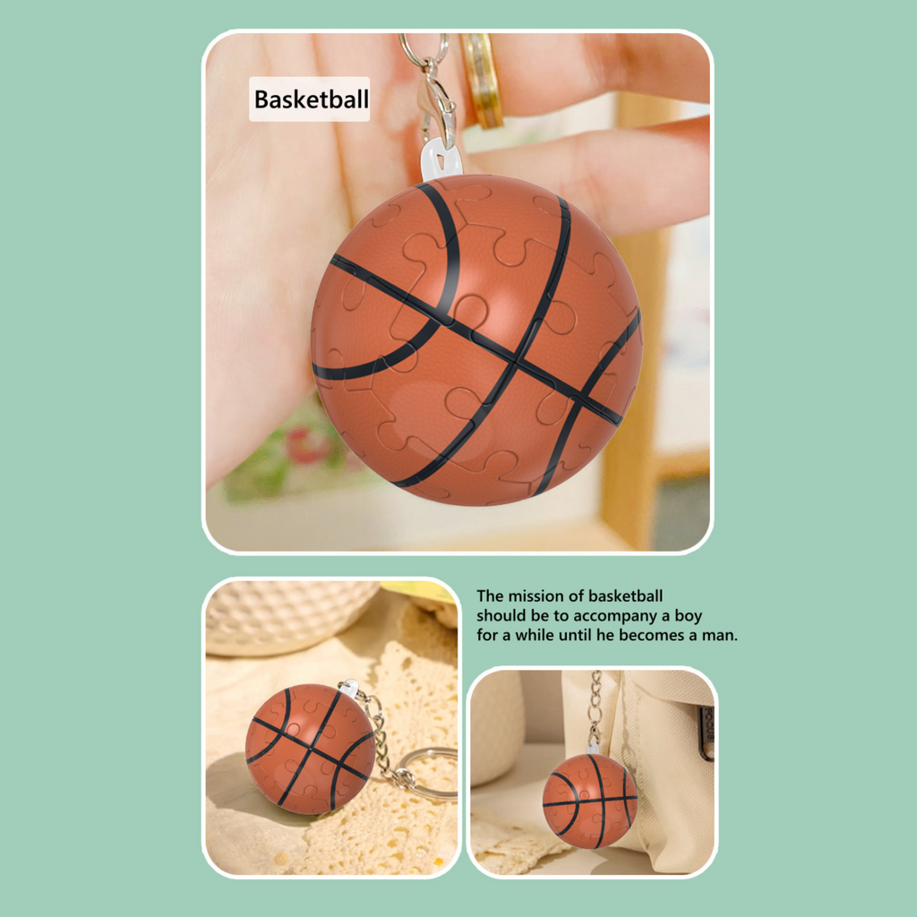 3d Puzzle Ball Keychain Basketball Building Block Educational Toy Pendant