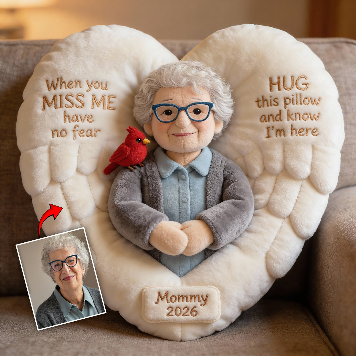 Custom From Photo - When You Miss Me - Personalized Memorial Faux Fur Shaped 2D Pillow