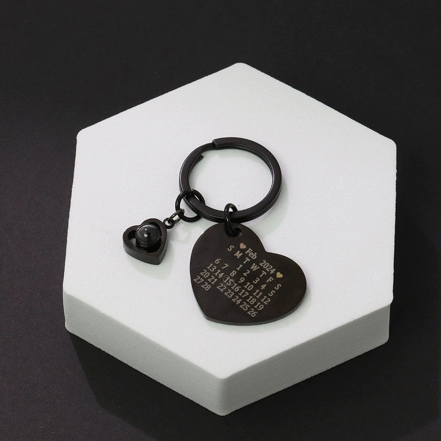 Custom Photo Calendar Keychain Heart Projection Keychain Christmas Gift