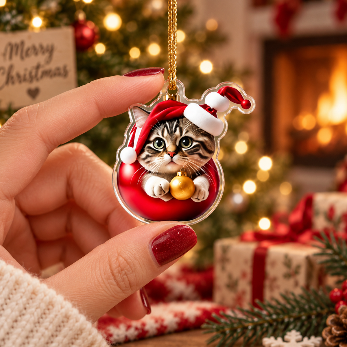 Cute Kitten Christmas Countdown Calendar – 24-Piece Acrylic Ornament Set for Holiday Tree Decor & Gifts