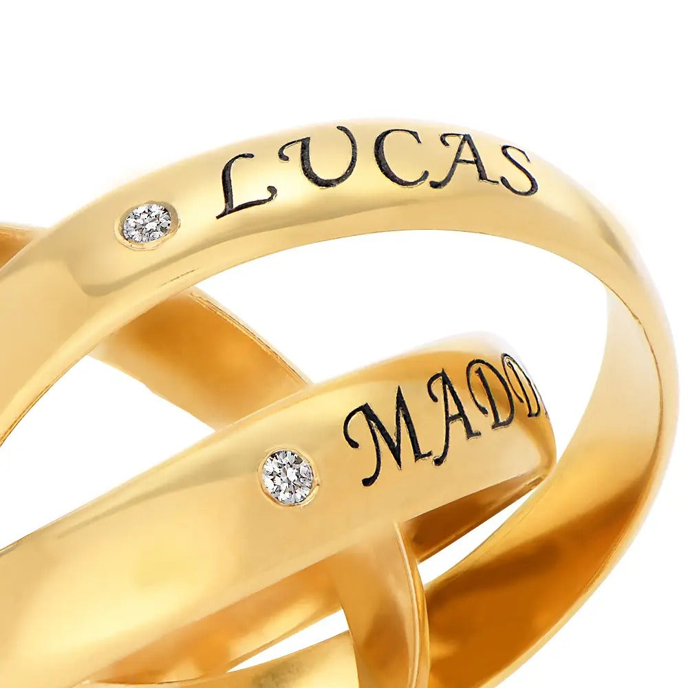 Three Interlocking Birthstone Rings – Personalized Triple Band Ring Gift for Her