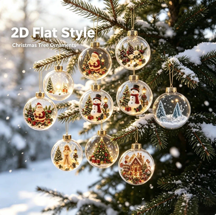 Christmas Advent Calendar 2026 24 Days Countdown Mystery Box Flat Acrylic Christmas Tree Ornaments Baubles Festive Holiday Decoration Gift for Kids Adults