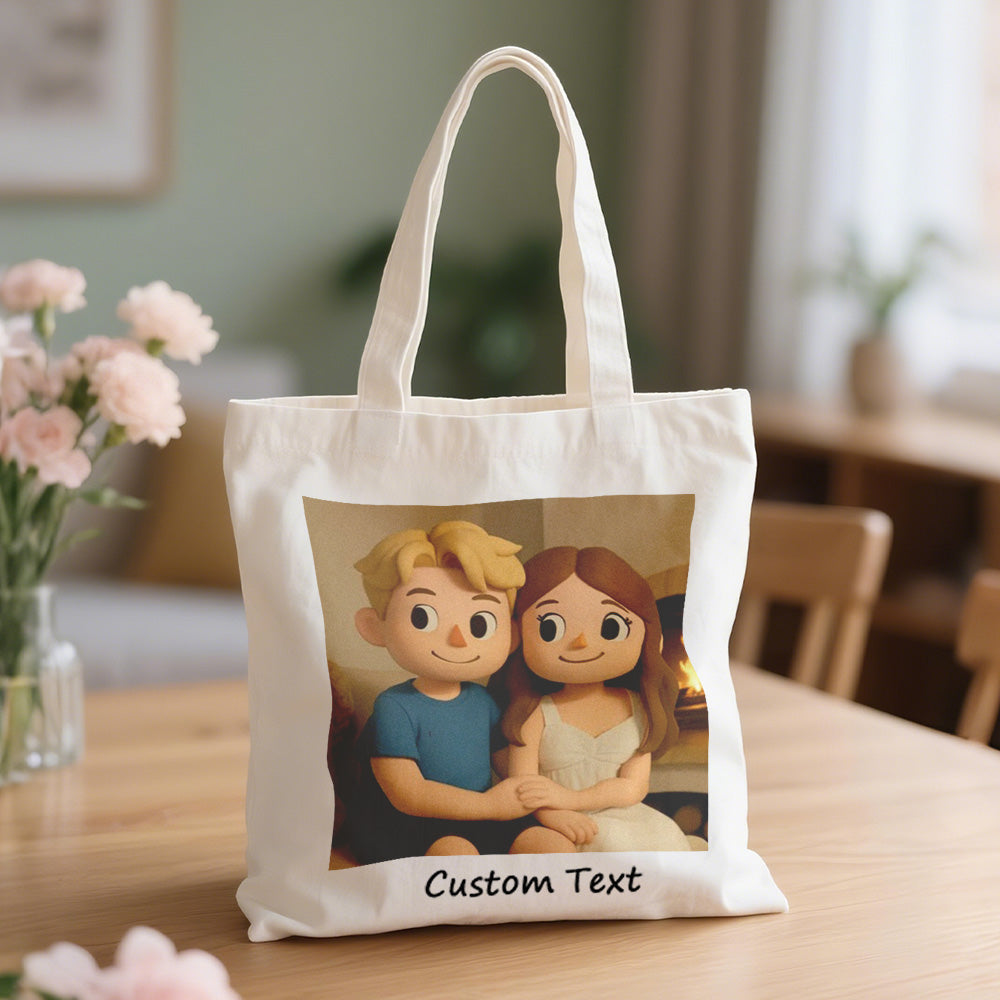 Custom Photo Canvas Bag Personalized Cartoon Anime Effect Photo Engraving Canvas Bag Unique Gift