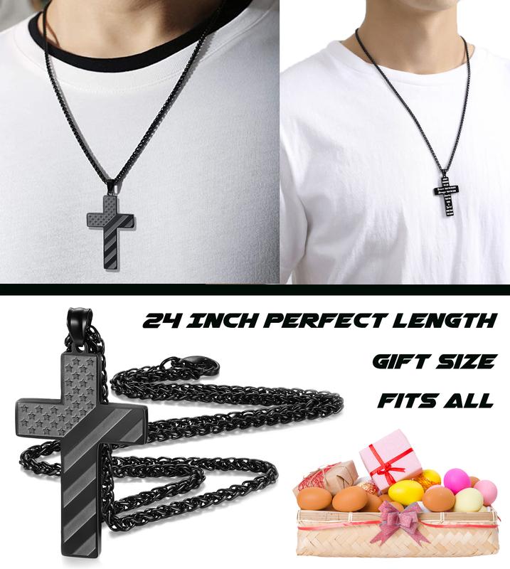 Easter Basket Stuffers for Teens, Boys Gifts Teenage Him 10-12 Year Old Ideas,Coduation Birthday Cool Boyfriend, Men Cross Necklace Chain Son Christmas Day, Pendant Fashion Necklace