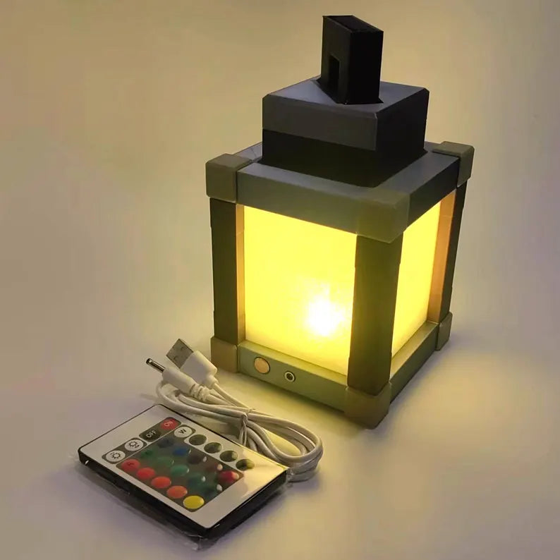 Pixelated Night Light Lantern Chargeable & Bigger- Night Lamp Birthday Gift - Kids Bedroom Decoration - Gamer Room Decor - Christmas Gift