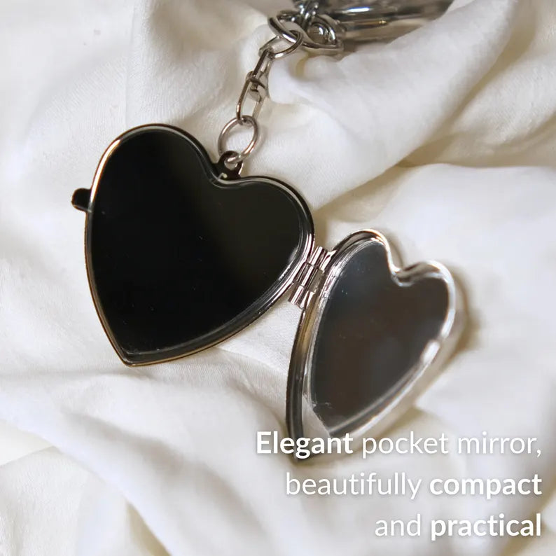 Personalized Lipstick Keychain with Mirror: Stainless Steel Makeup Bag Charm Valentine's Day Gifts