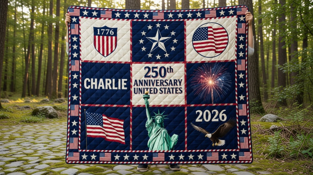 United States 250th Anniversary Quilt 1776–2026 Patriotic Gift Quilted Blanket