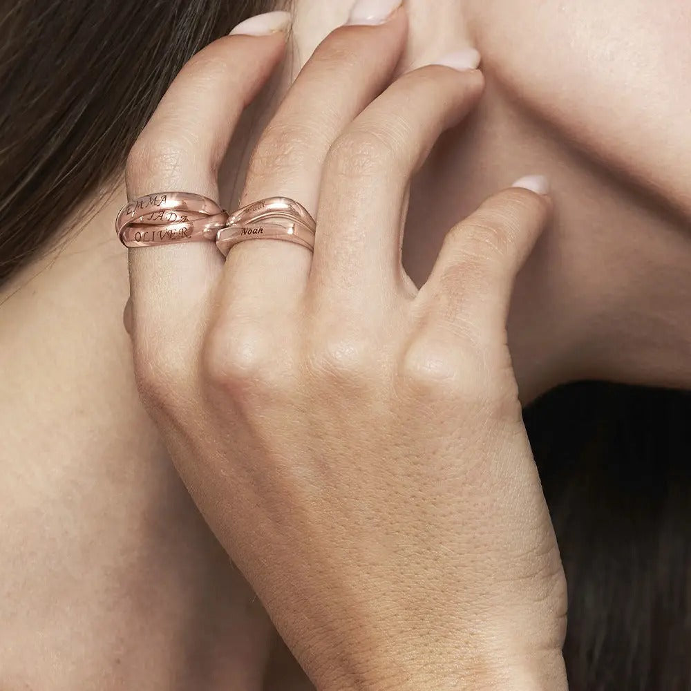 Three Interlocking Birthstone Rings – Personalized Triple Band Ring Gift for Her