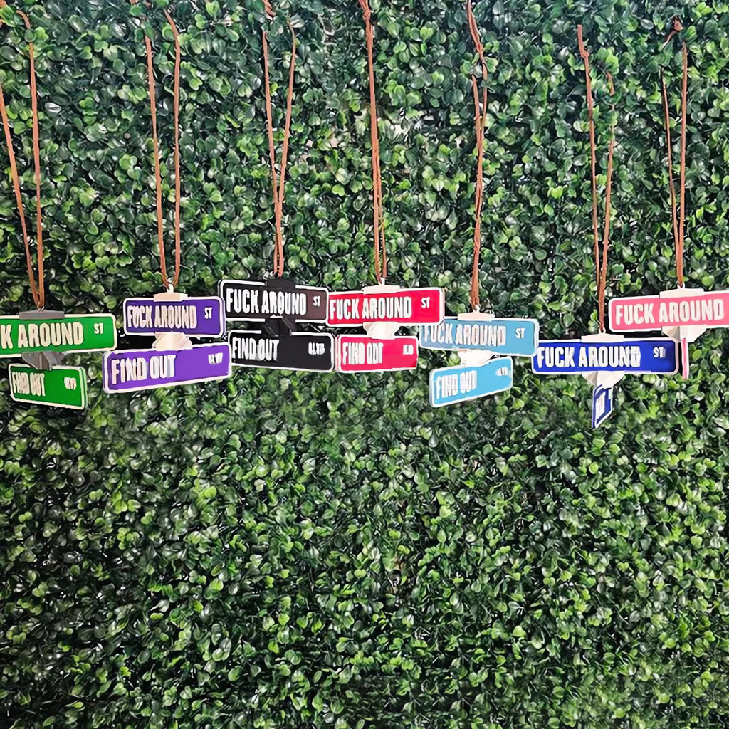 Fuck Around and Find Out Street Sign Hanger 3D Printed Funny Street Warning FAFO Sign Decoration Caraccessories Christmas Gift