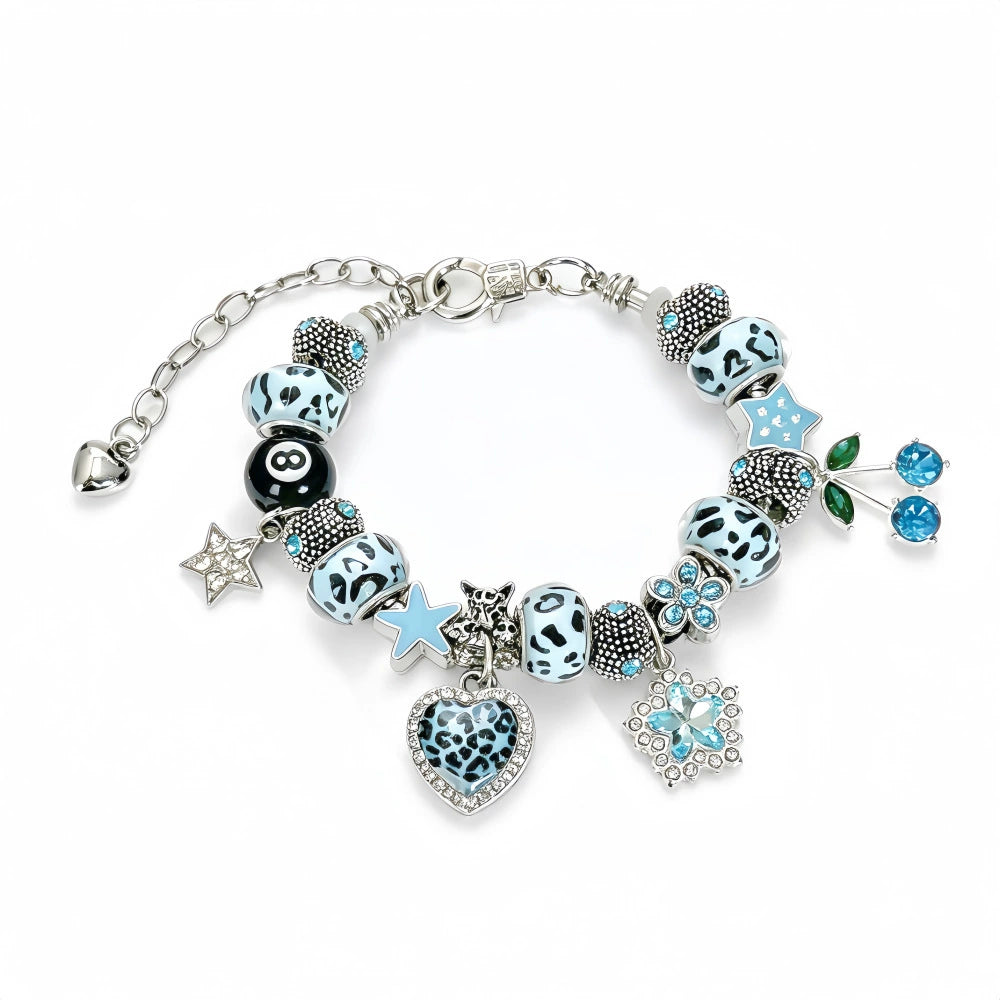 DIY Beaded Charm Bracelet for Women & Girls Cute Ocean Shell Floral Heart Pendant Beaded Bracelet Trendy Bangle Gift Jewelry