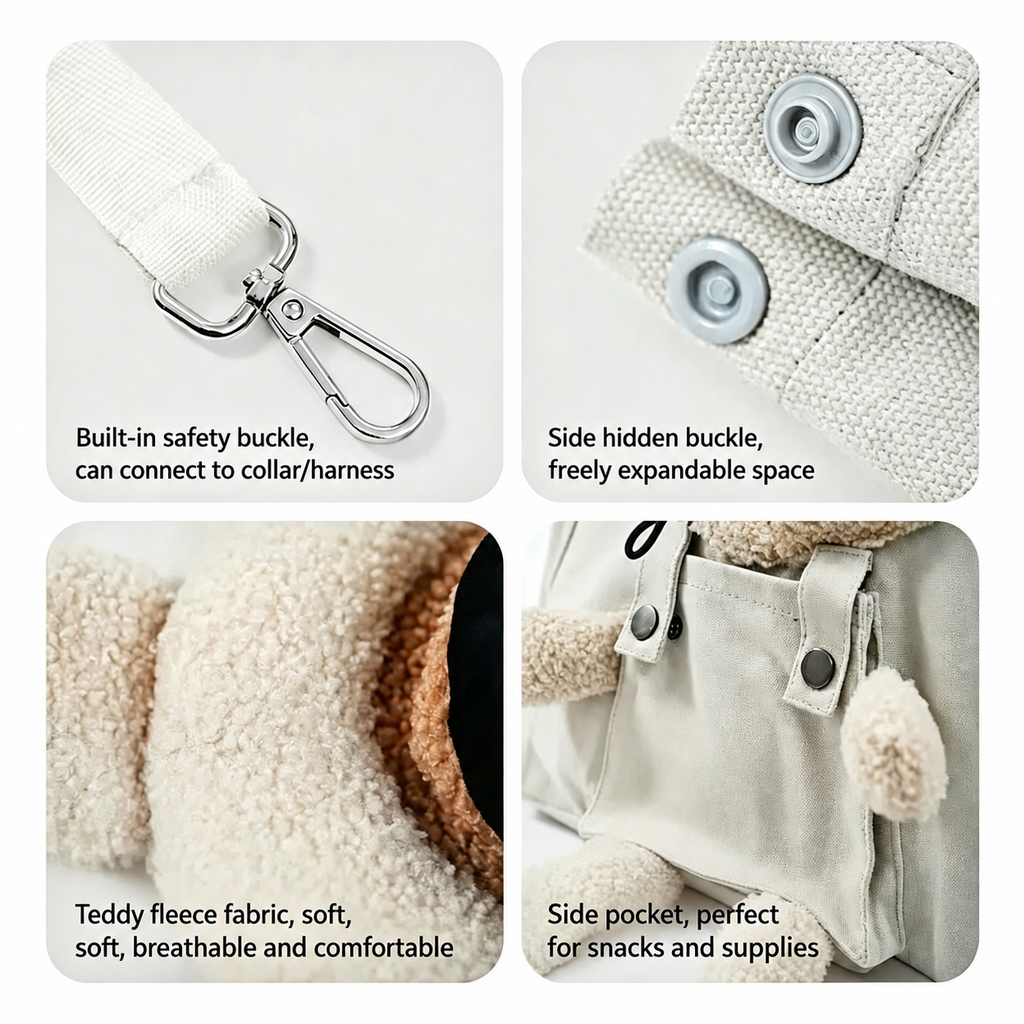Custom Pet Carrier Sling Bag – Breathable Canvas Crossbody Shoulder Bag for Small Dogs, Cats & Puppies with Safety Strap