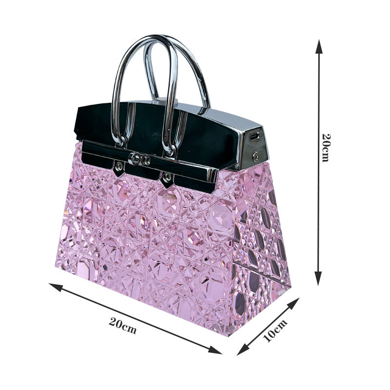 Night Light Crystal Handbag Lamp Luxury Bedside Ambient Light LED Purse Lamp Novelty Desktop Ornament Romantic Birthday Gift for Women