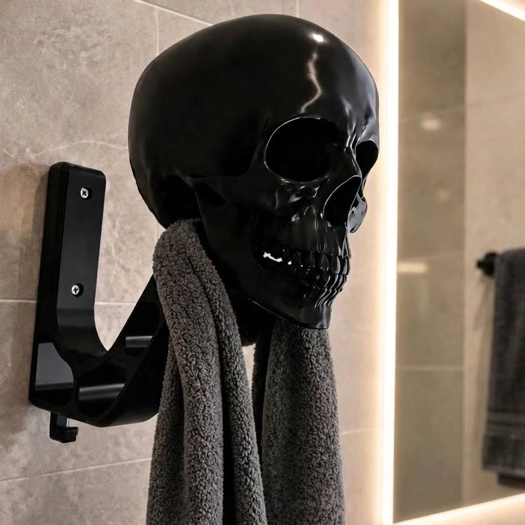 Helmet Stand Holder Black Knight Skull Wall Mount Tactical Motorcycle Helmet Rack Gothic Skull Head Display Stand for Caps Headphones Gear Decor