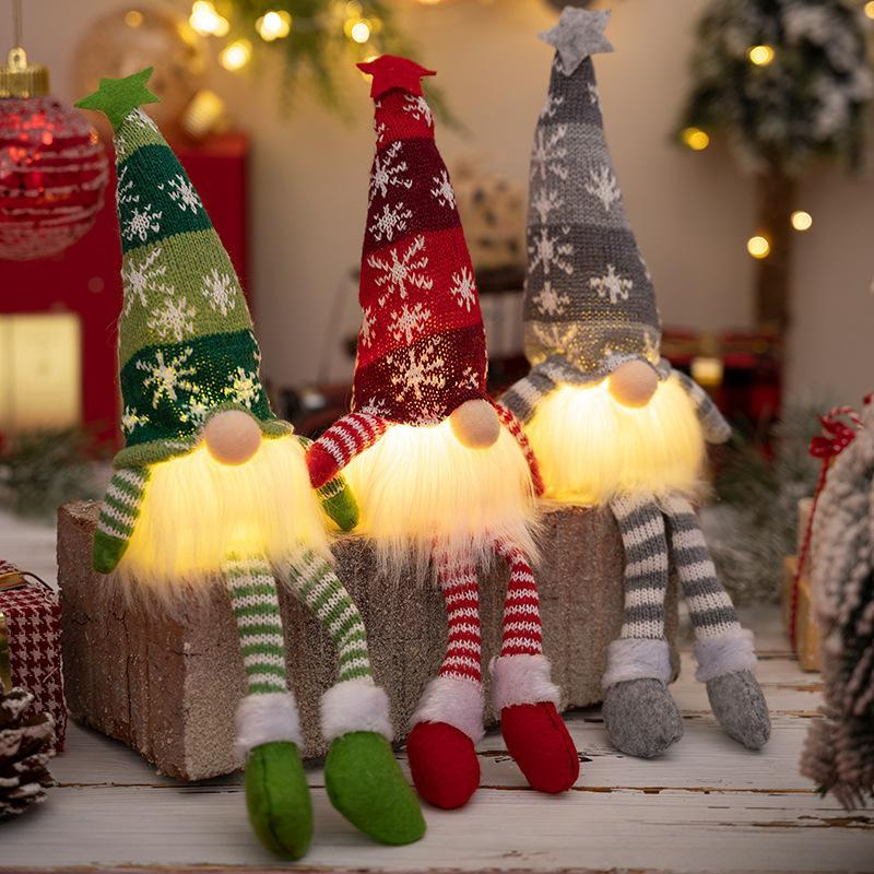 Glowing Gnome Christmas Faceless Dwarf LED With Batteries Doll Merry Christmas Home Decoration Navidad Natal Gift Red Grey Green Doll Xmax Gifts