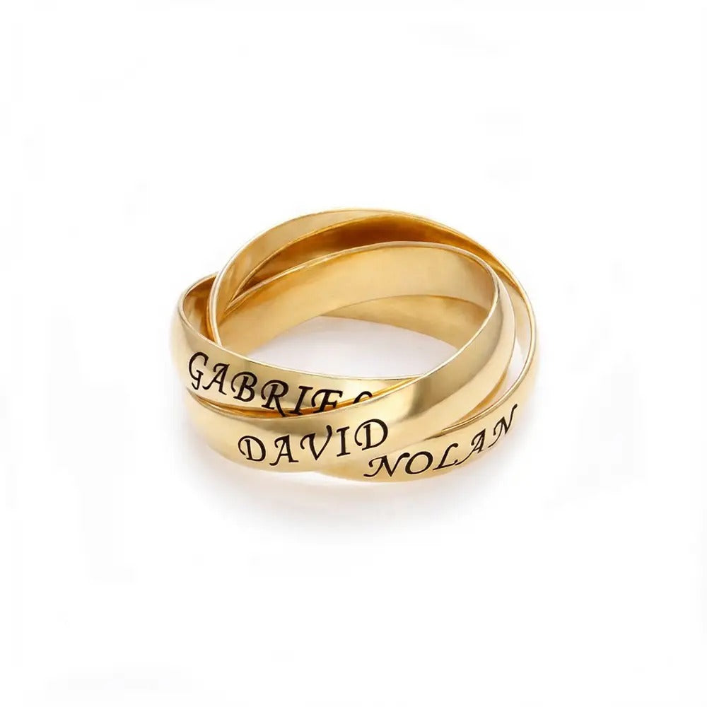 Three Interlocking Birthstone Rings – Personalized Triple Band Ring Gift for Her