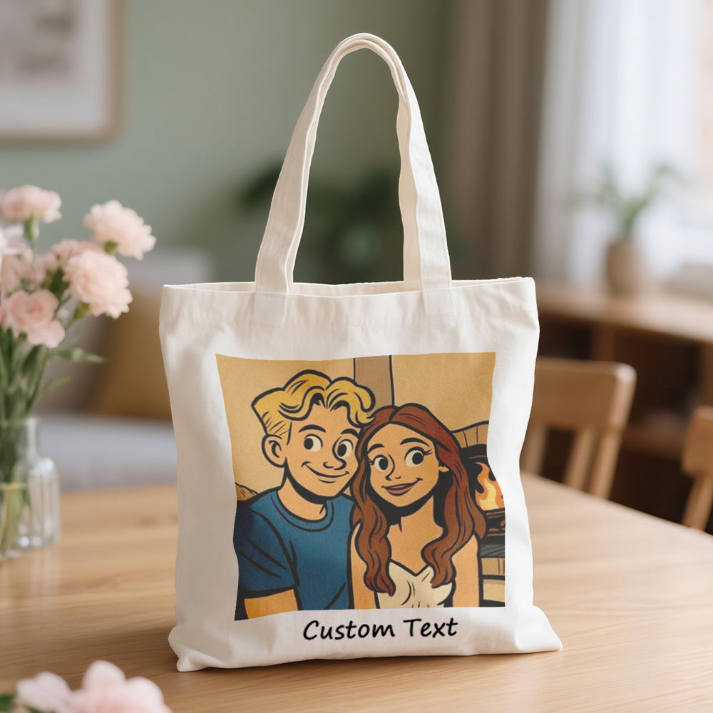Custom Photo Canvas Bag Personalized Cartoon Anime Effect Photo Engraving Canvas Bag Unique Gift