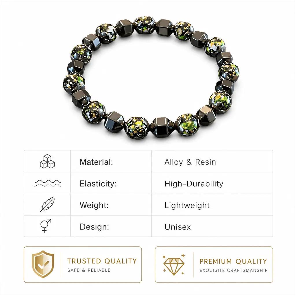 Men's Irregular Hematite Spliced Bead Stretch Bracelet Hip-Hop Streetwear Geometric Stone Beaded Bracelet Minimalist Edgy Jewelry Gift for Men