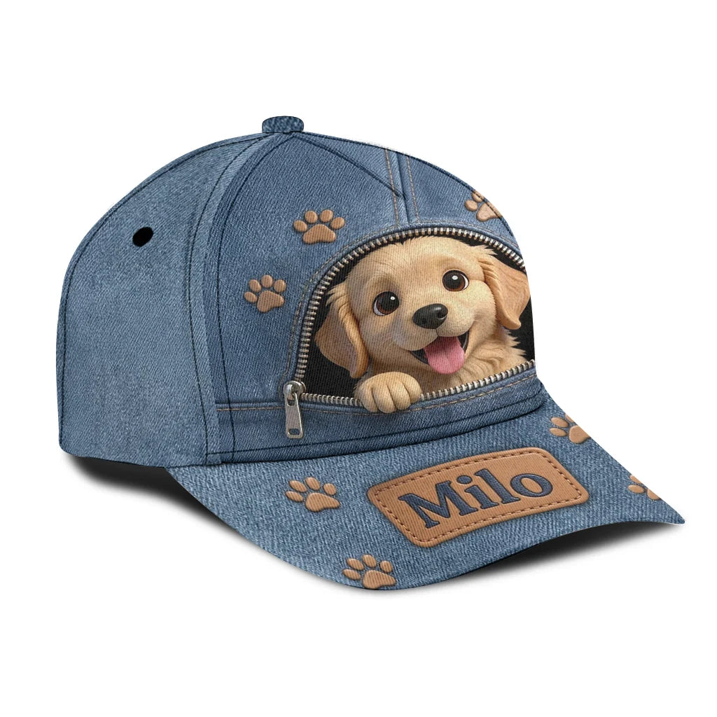 Personalized Dog Photo Hat | Custom Pet Portrait Baseball Cap, Dog Lover Gift, Embroidered Dog Face Cap for Men & Women