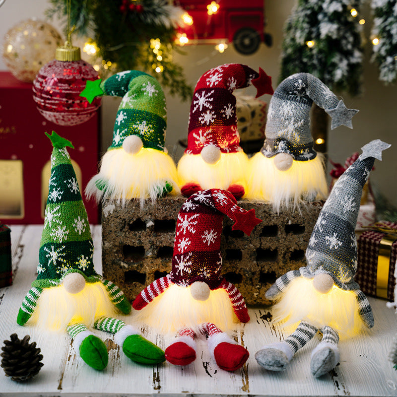 Glowing Gnome Christmas Faceless Dwarf LED With Batteries Doll Merry Christmas Home Decoration Navidad Natal Gift Red Grey Green Doll Xmax Gifts
