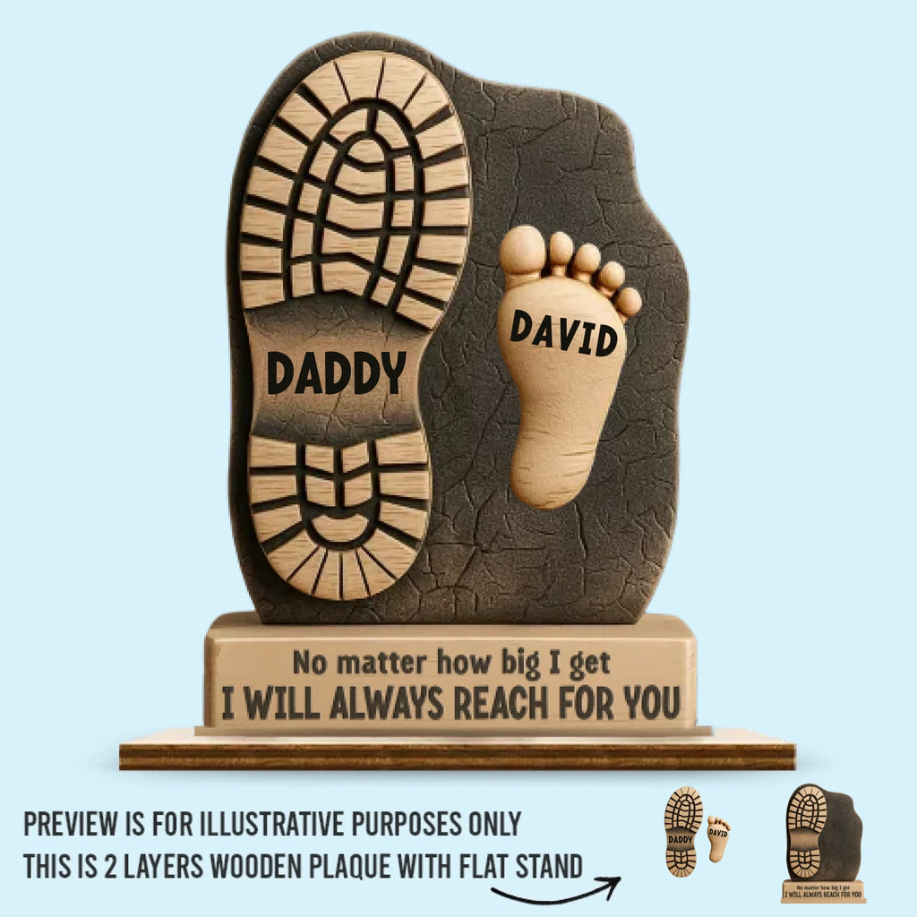 Your Footsteps Led Our Way Family Personalized Custom Shaped 2-Layered Wooden Plaque With Flat Stand Father's Day House Warming Gift For Dad Grandpa