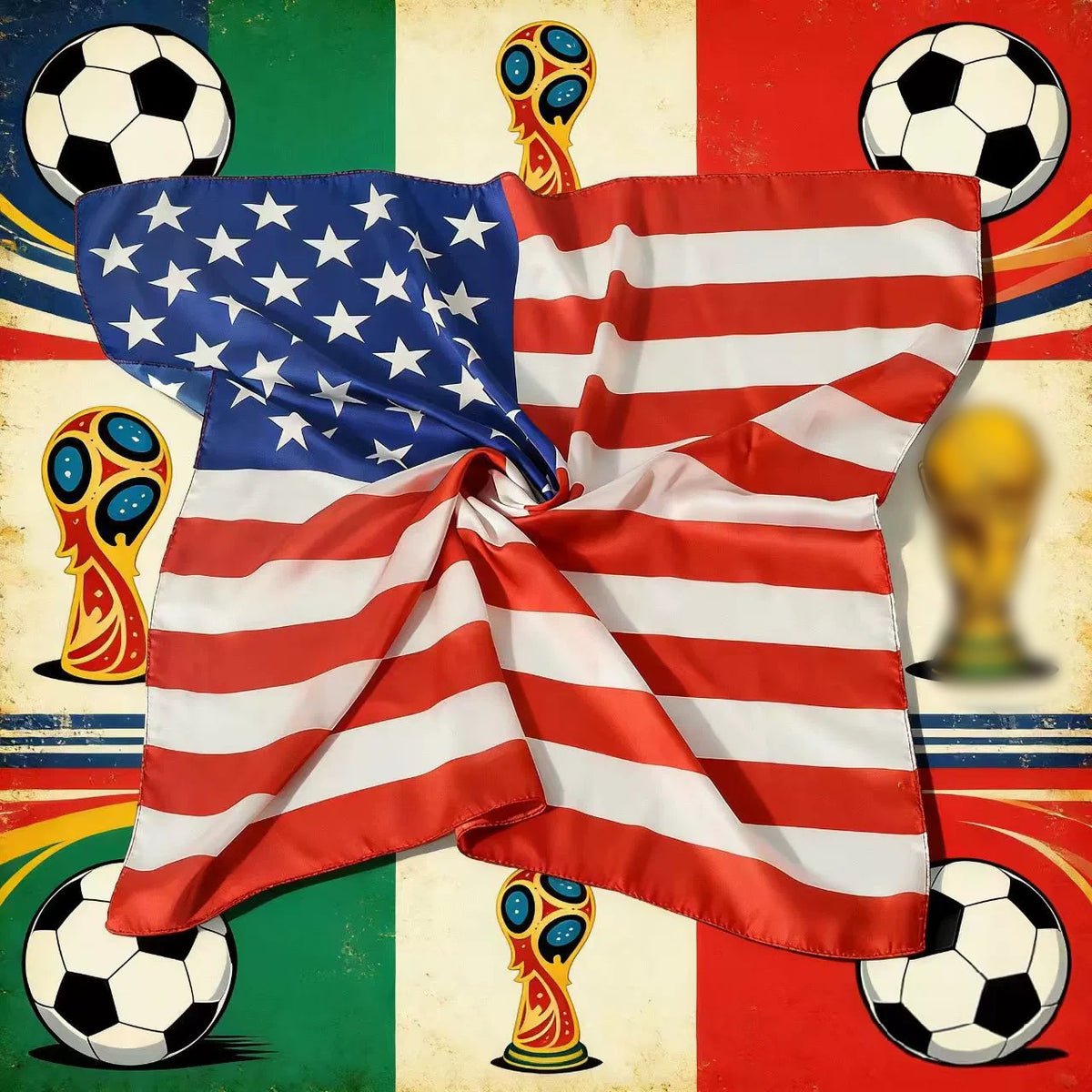 2026 Football Fever National Flag Bandana – Versatile USA Patriotic Headscarf & Outdoor Support Headband for Soccer Fans