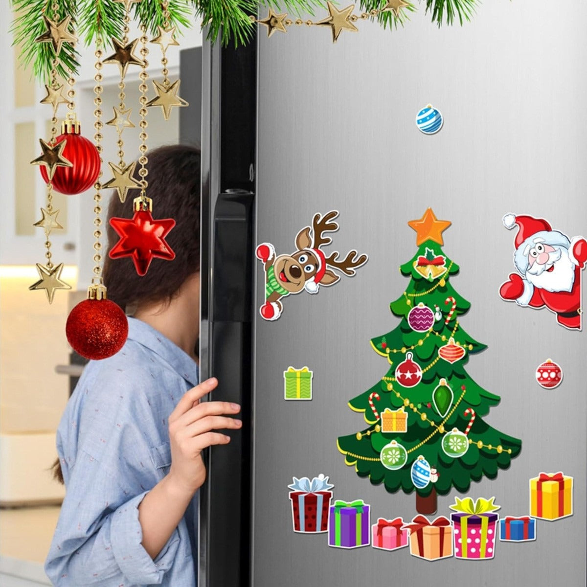 Magnetic Stickers Christmas Tree Decorations Fridge Magnets Sticker Decoration