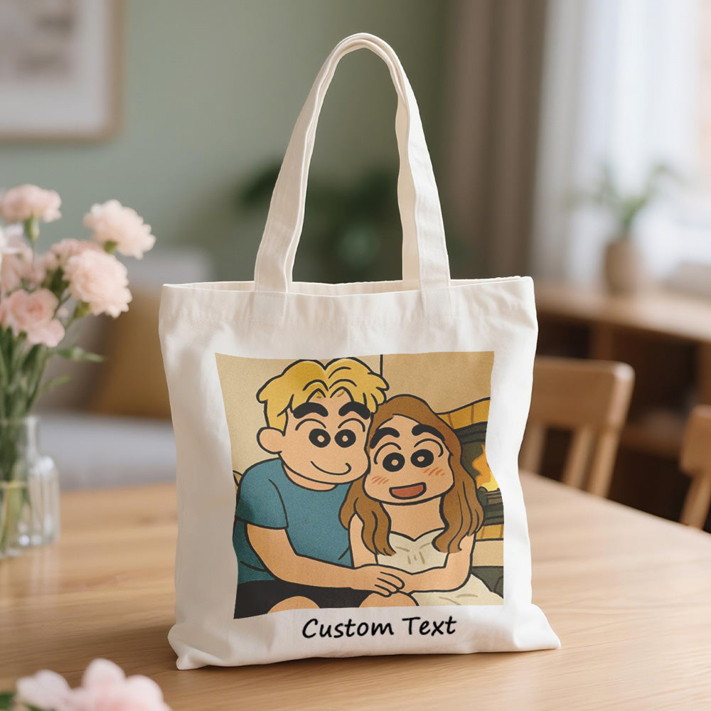 Custom Photo Canvas Bag Personalized Cartoon Anime Effect Photo Engraving Canvas Bag Unique Gift