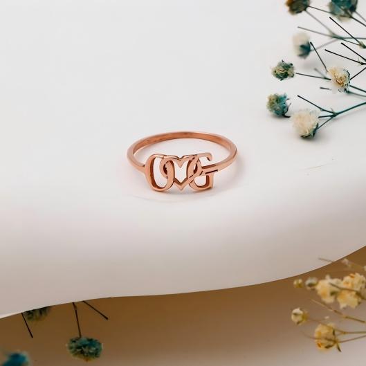 Personalized Letter Couple Initial Ring with Heart