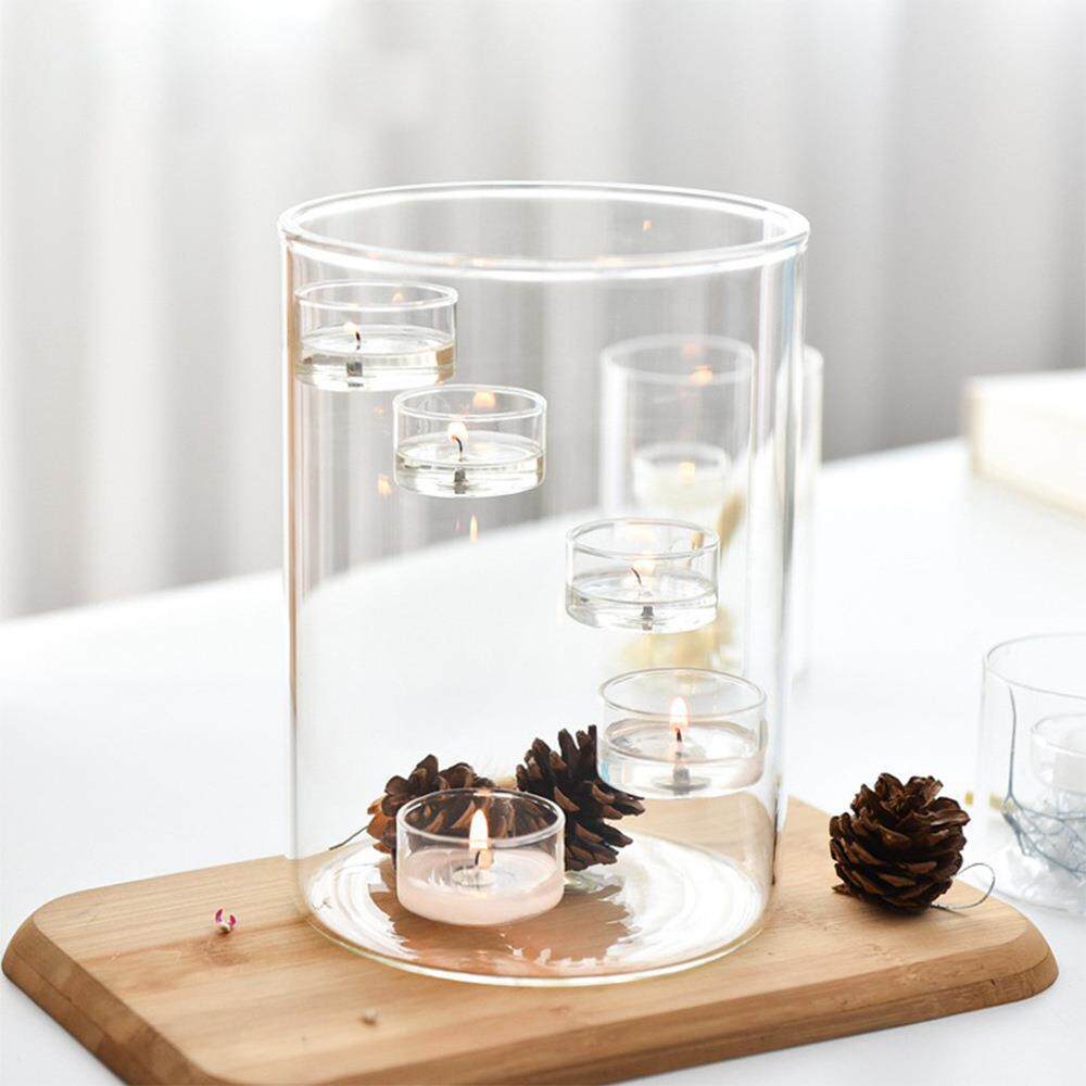 Halloween Multi-Tier Glass Hurricane Tealight Candle Holder Large Spiral Floating Glass Votive Holder for Pumpkin Candles Spooky Fall Table Centerpiece Halloween Party Decor