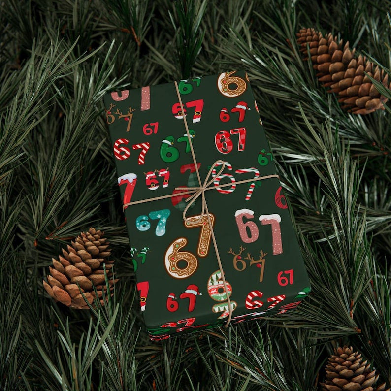 67 Meme Christmas Gift Wrap Funny Holiday Wrapping Paper Trendy Christmas Packaging for Friends Gift for Kids