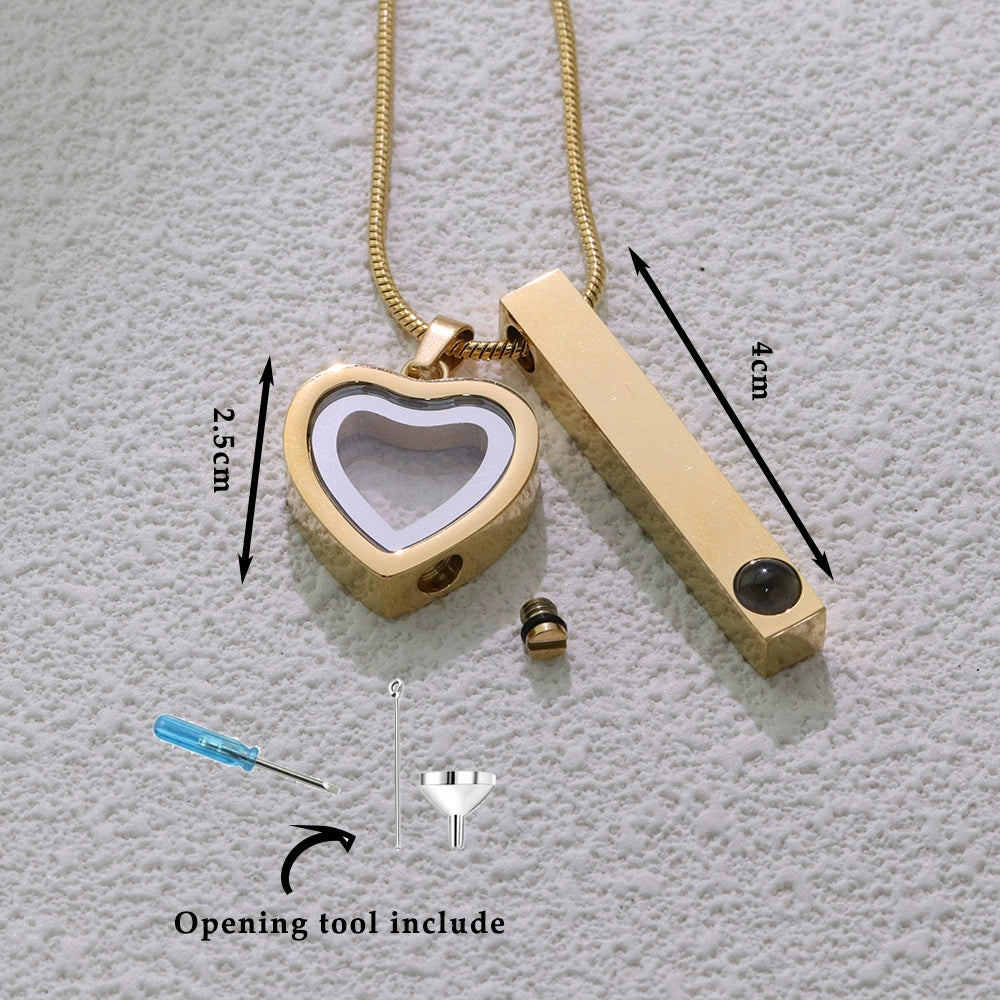 Pet Ashes Projection Necklace Spotify Code Necklace Glass Pendant Heart-Shaped Urn Necklace Custom Photo Stainless Steel Necklace For Pet Lover
