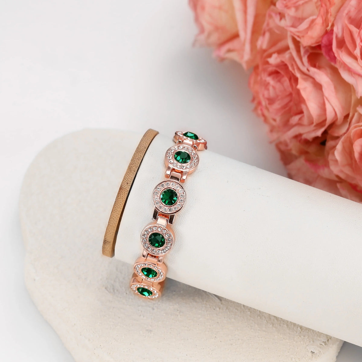 4X Strength Magnetic Copper Bracelet for Women-Updated 3800 Gauss Magnets-Adjustable Length with Secure Clasp-Premium Multi-Facet Crystal Inlays